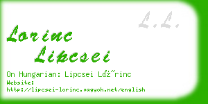 lorinc lipcsei business card